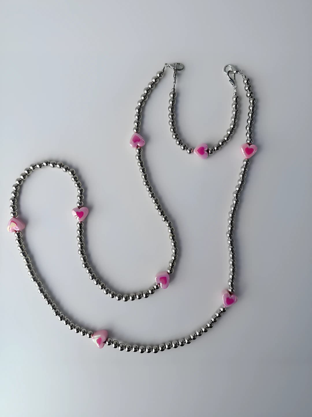 Silver pink heart