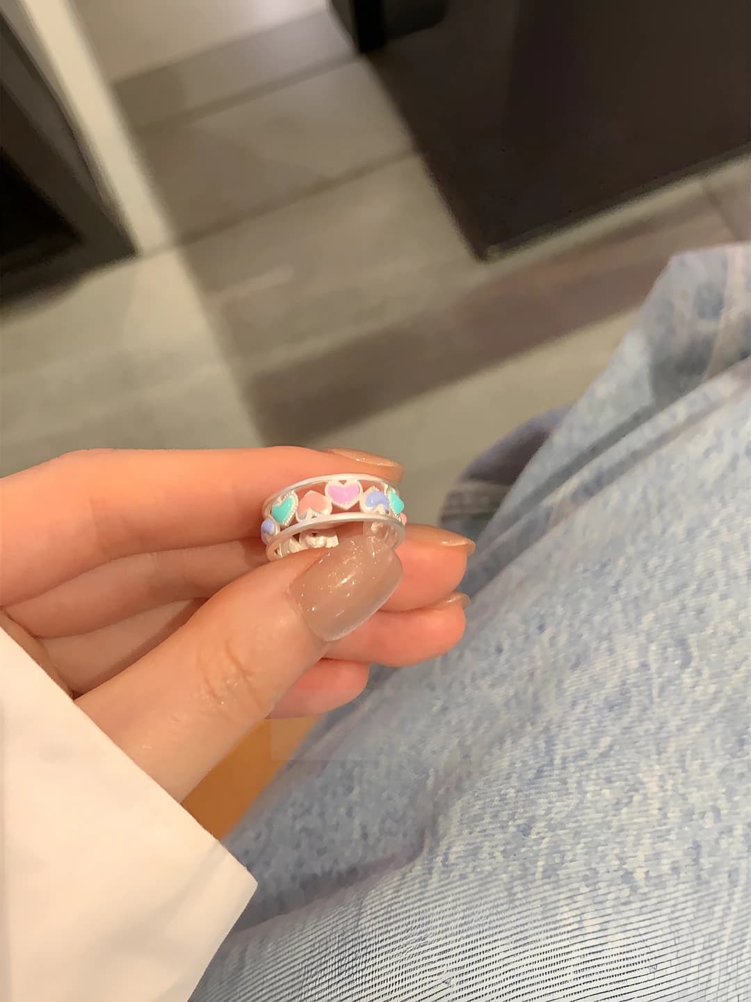 Oil drop heart single ring