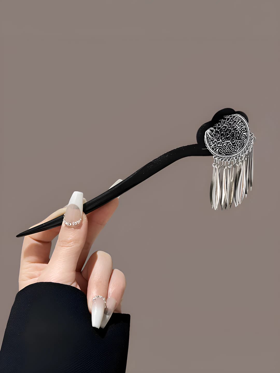 1# Moon and feather hairpin