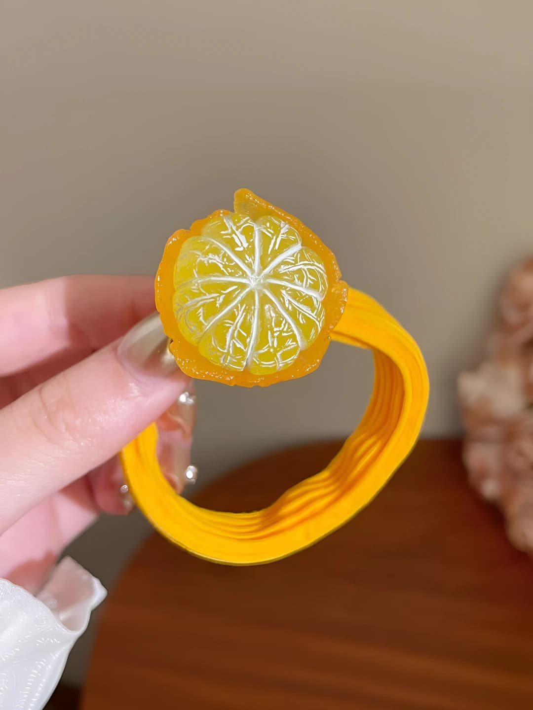 Orange hair tie