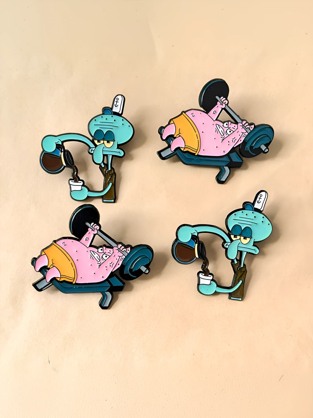 Bolalar uchun karton metal pin badge: SpongeBob, Patrick va Squidward, qotishma, sovg'a uchun