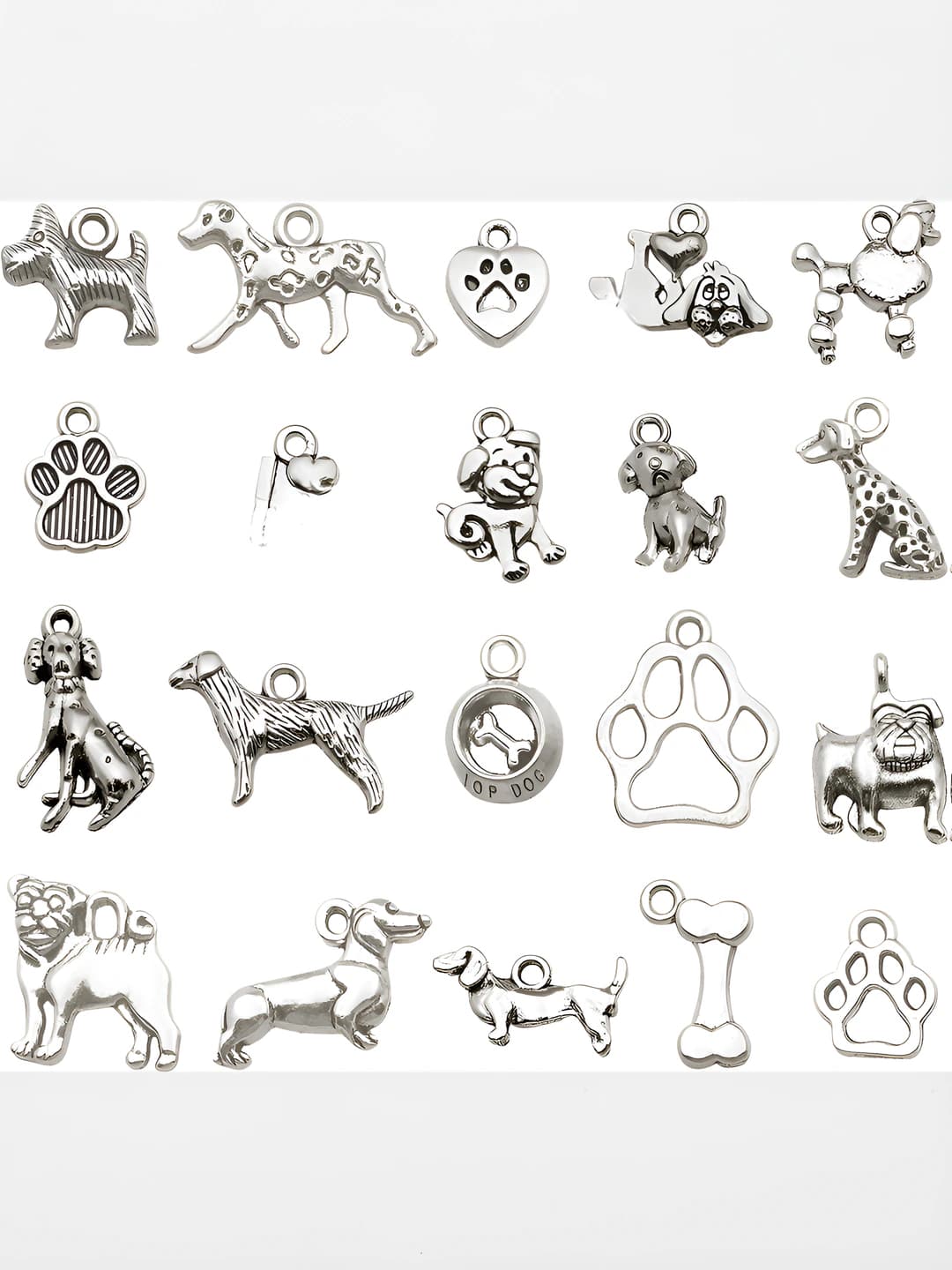 Mixed 20 pc antique silver dog series-20 var 1 each-23g-SN857