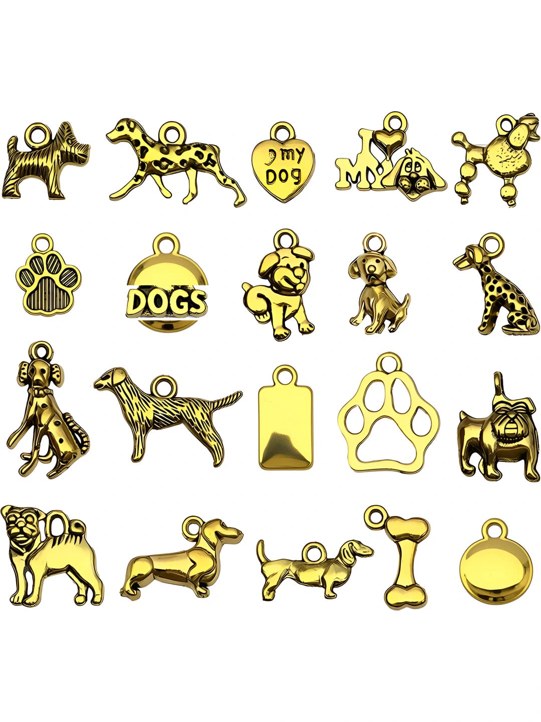 Mixed 20 pc antique gold dog series-20 var 1 each-23g-SN858