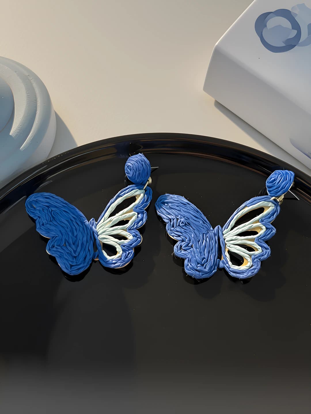Blue butterfly studs - 7 cm