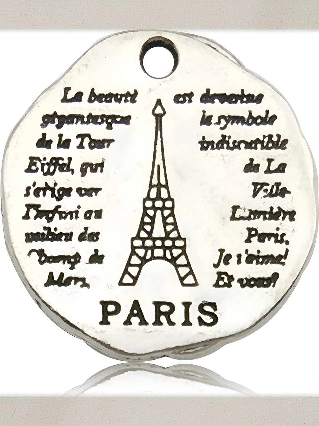 1 dona qadimiy kumush doira Eyfel minorasi paris harflari 19x19mm-2.5g