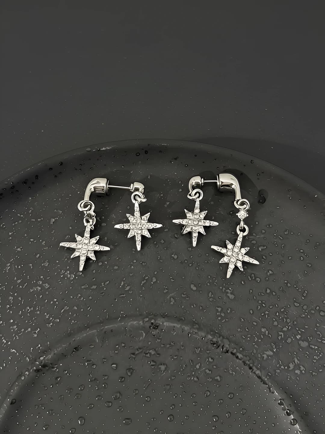 Asymmetric eight-point star earrings (925 silver)