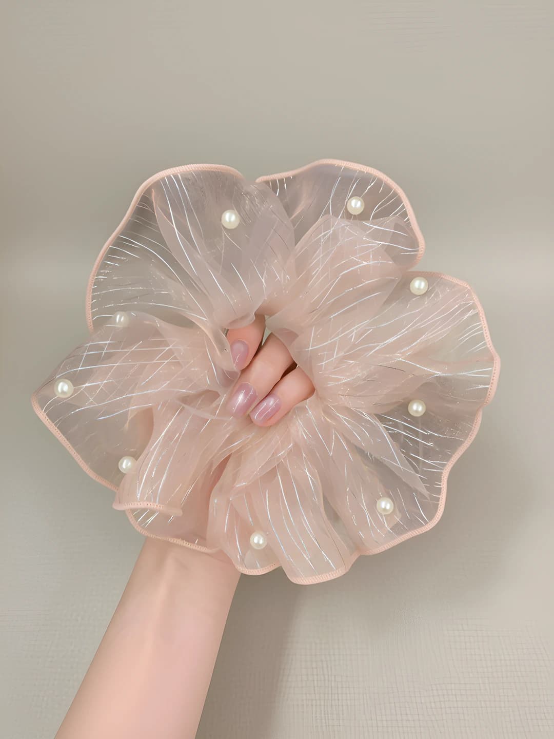 2# Pushti marvaridli organza soch taqasi ~19 sm