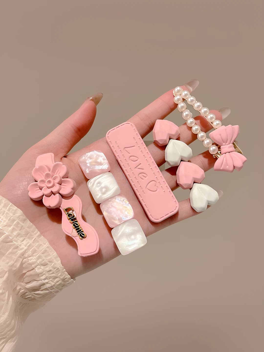 Pink flowers, 5 pcs