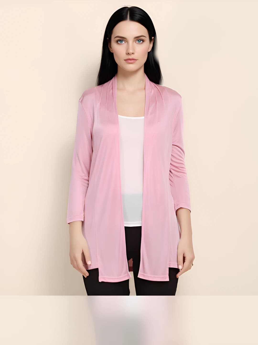 Women's summer thin solid colour sun-protective loose fit long sleeve V-neck mid-length cardigan made of natural silk (mulberry silk)