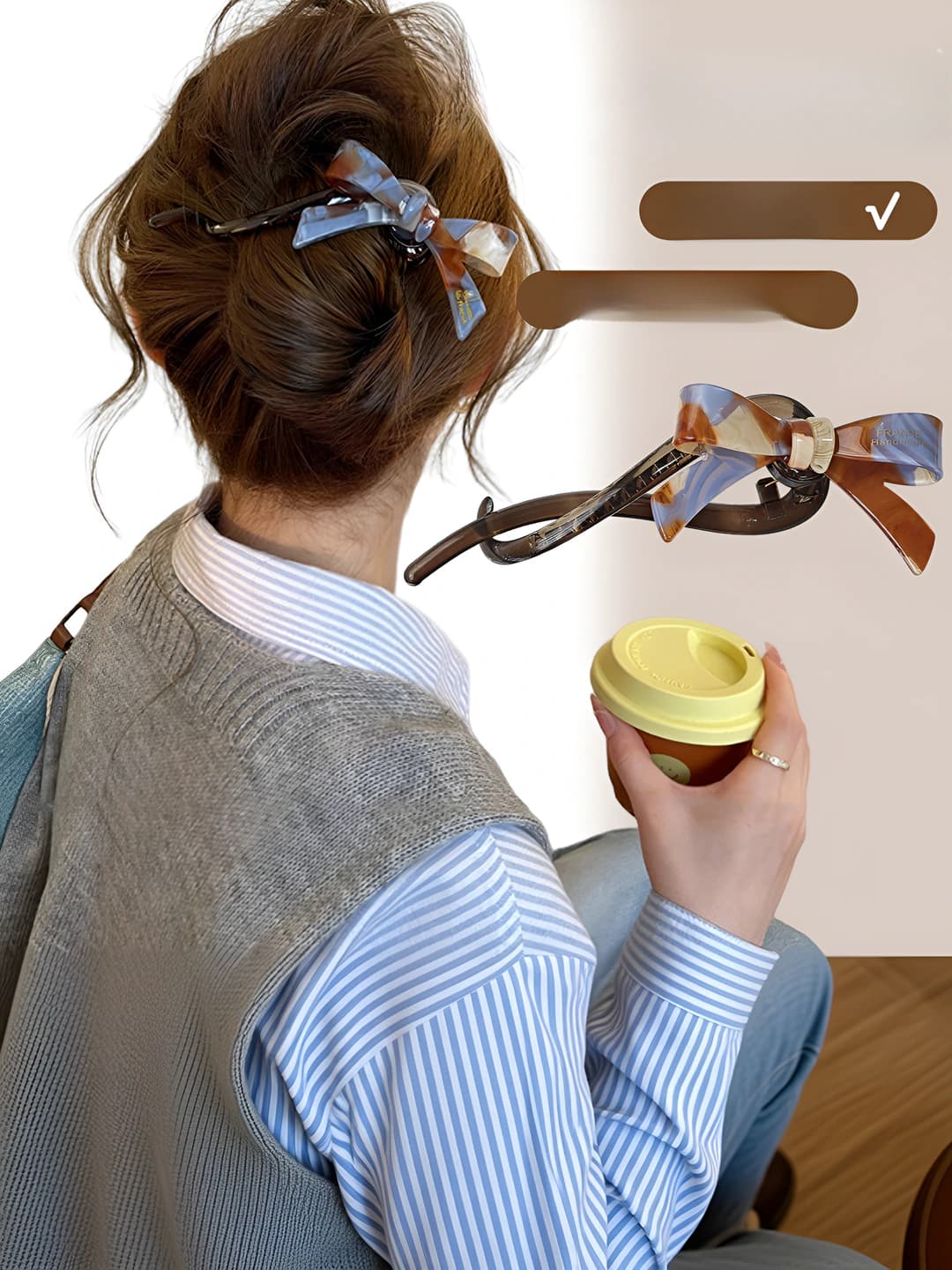 Women's acetate bow claw clip, for high volume hair, spring 2026