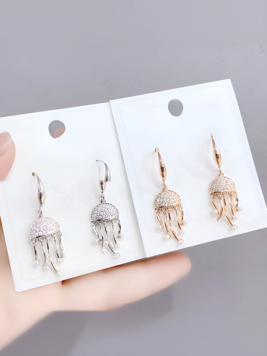 Women's long jellyfish tassel earrings with s925 silver hooks