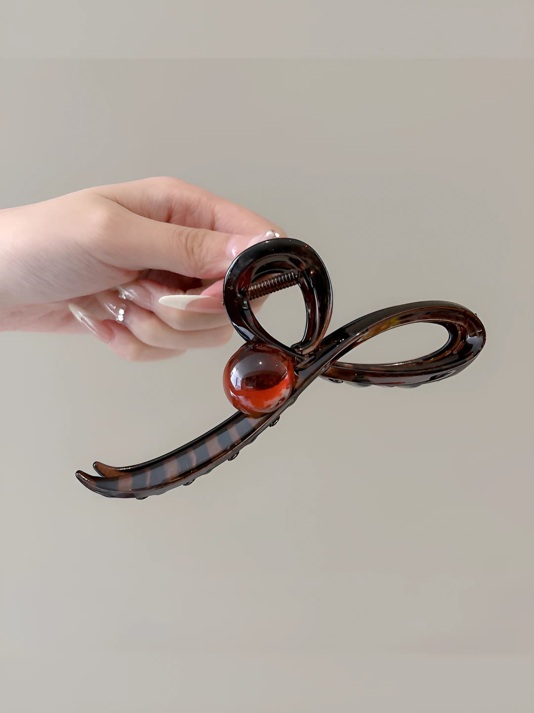 4# [Карамельный жемчужный большой зажим 13cm