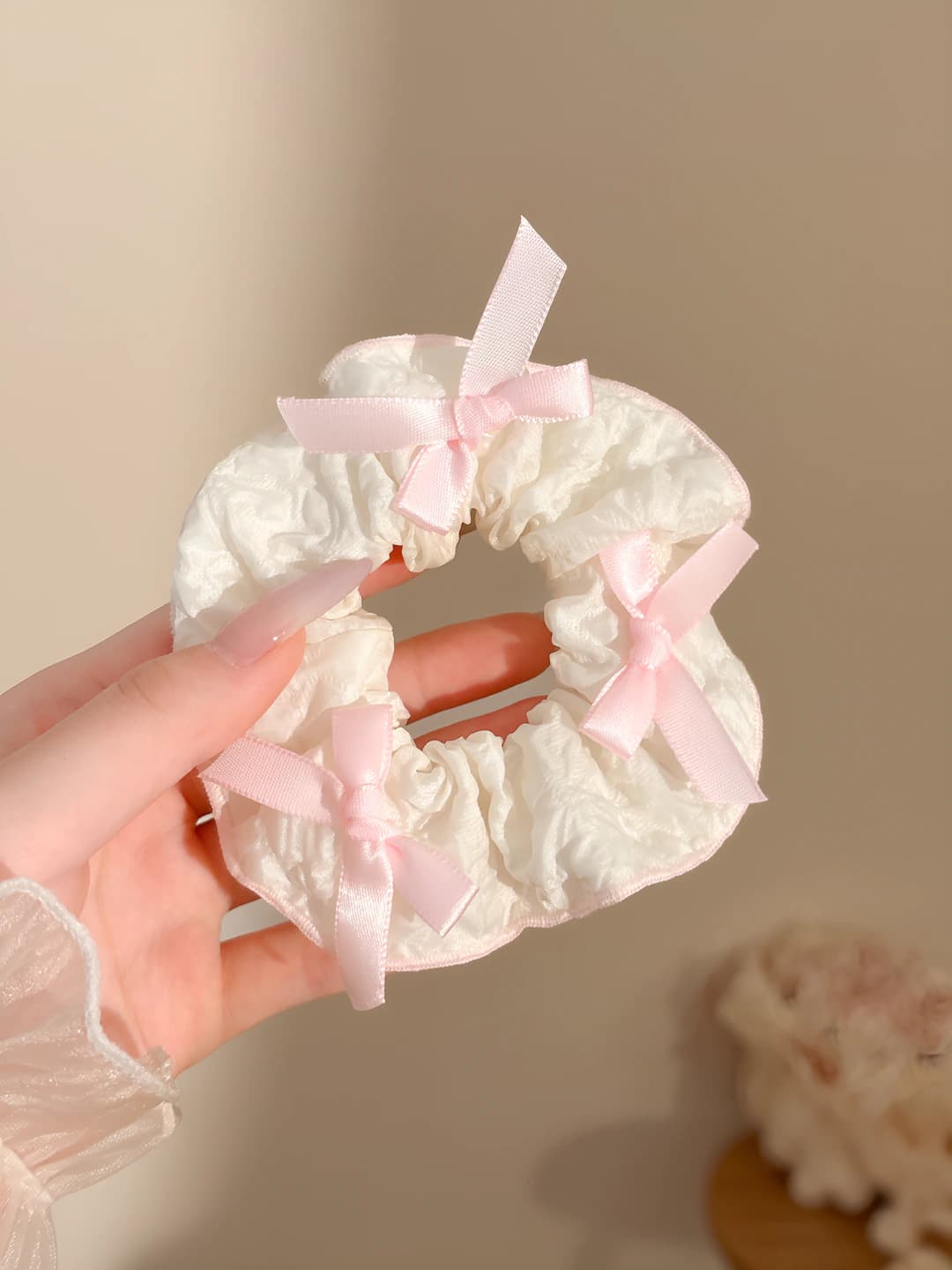 Pink, bow, 11 cm