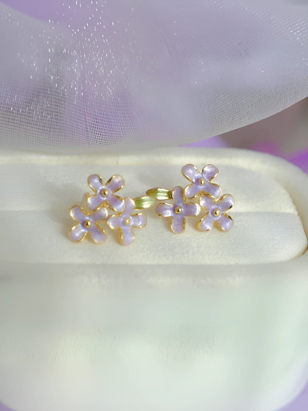 Серебряная игла - Фиолетовый - Серёжка