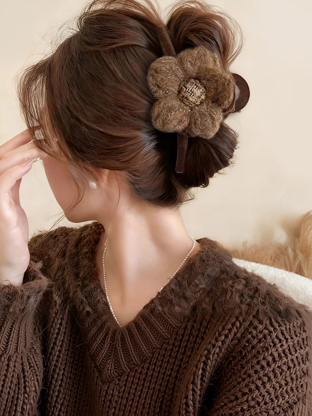 7# Double-sided plush flower brown