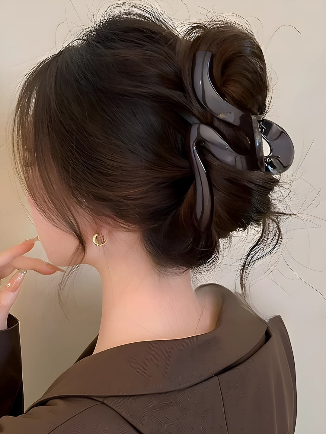Chocolate brown, wave, 12.5 cm