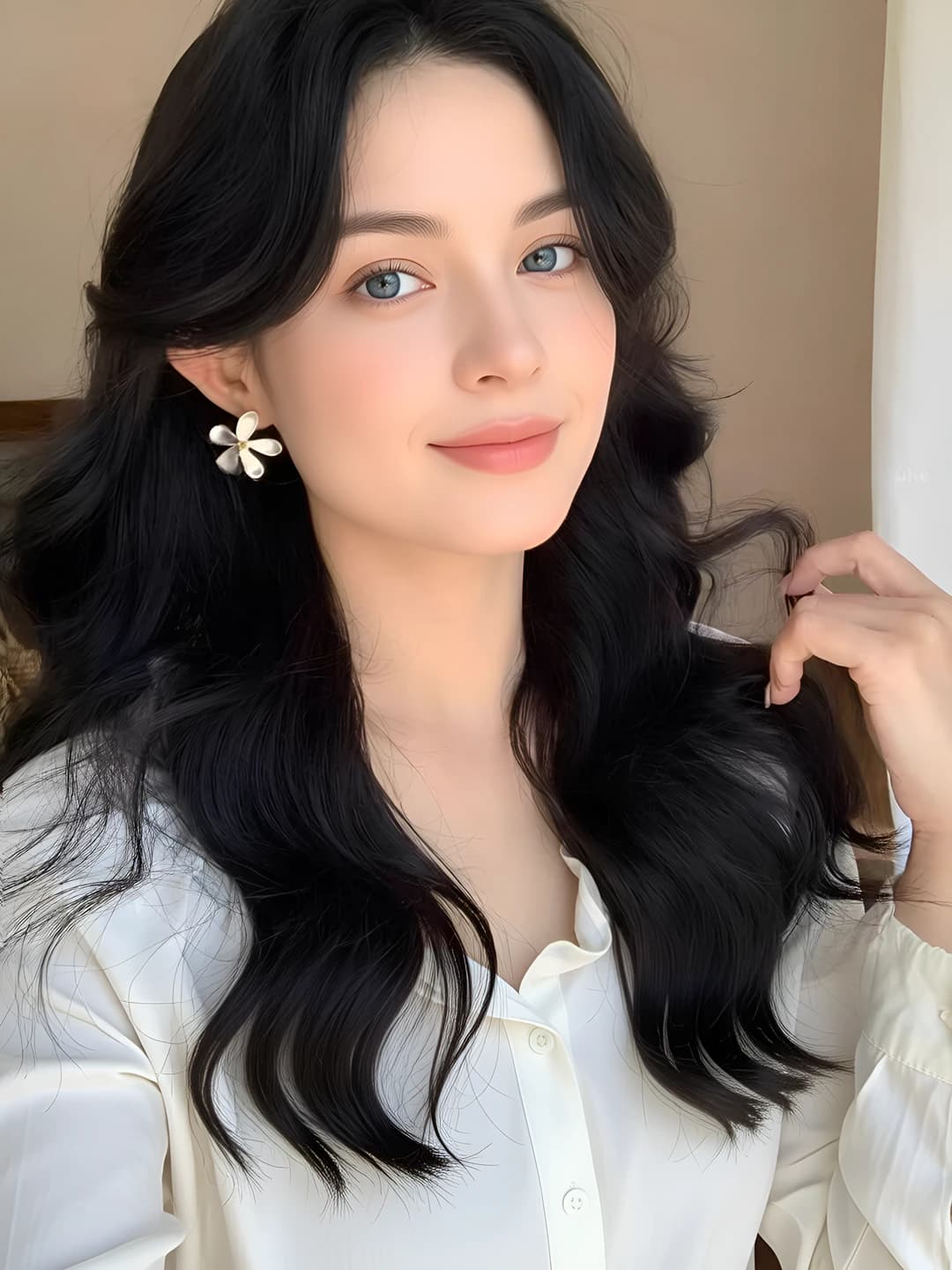 Silver gardenia earrings