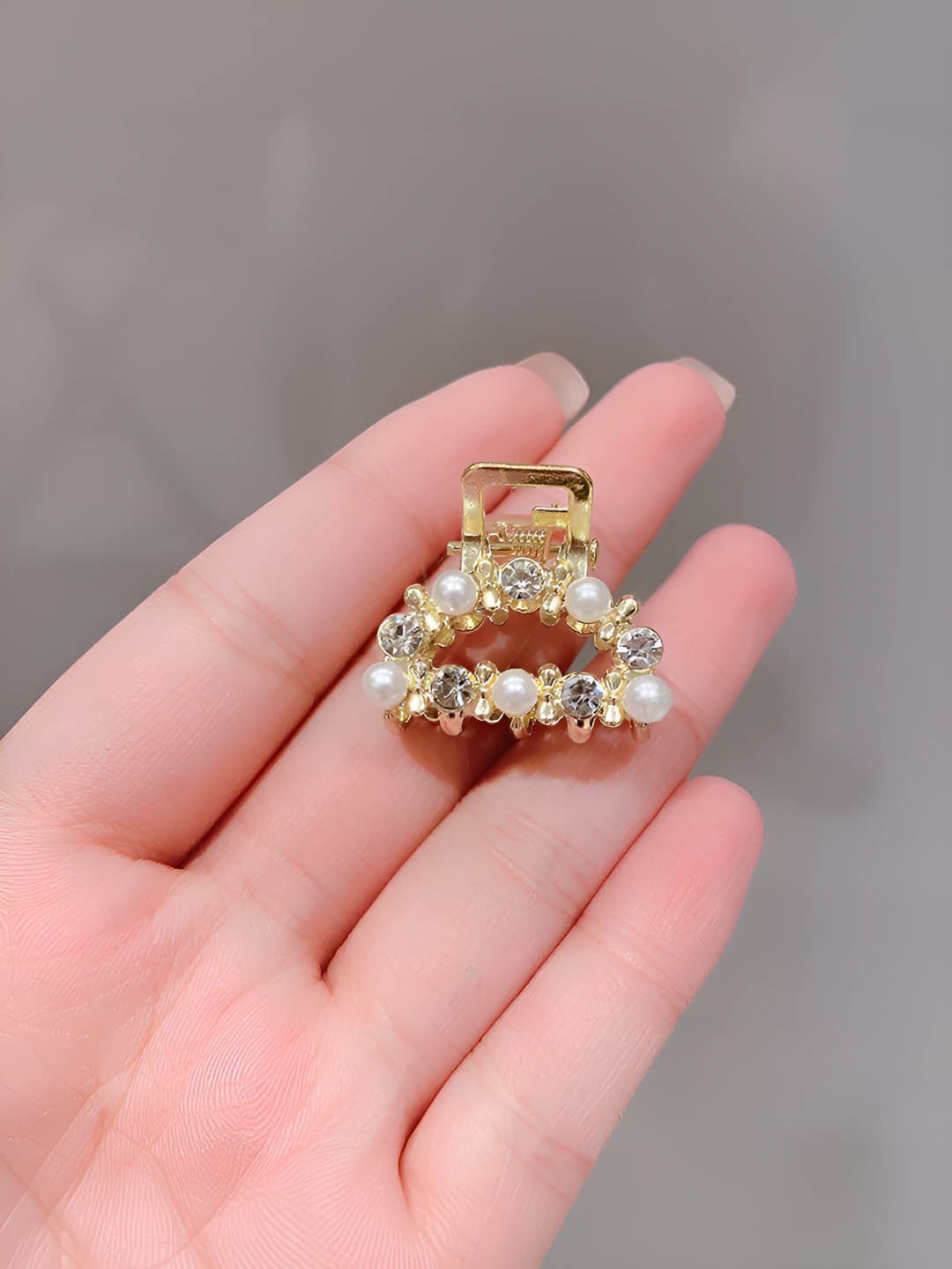 3# D-shaped pearl + diamond, 3 cm