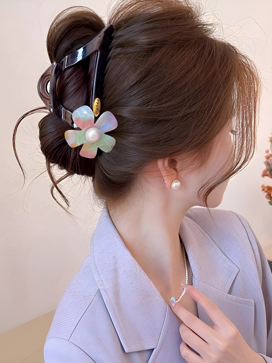 1# Multicolour Floral Hair Clip approx. 11.5 cm