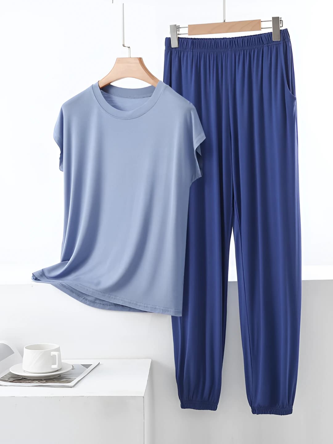 Light blue + Denim blue pants