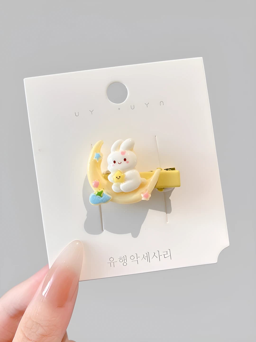 Moon bunny hair clip, 3.5 cm