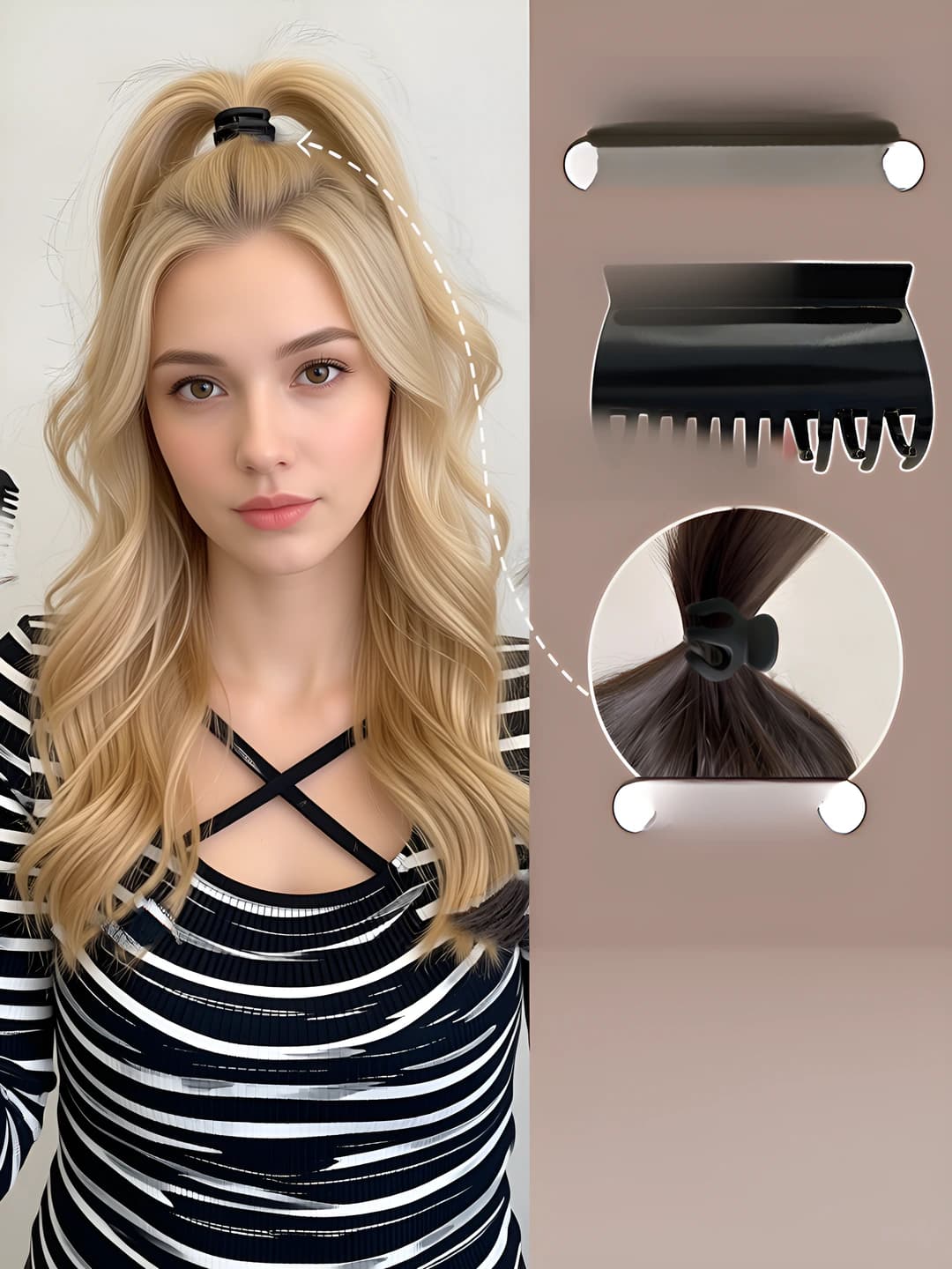 Women's hair clips and combs: medium-sized acrylic claw clip, design element: shape, style: individual trend