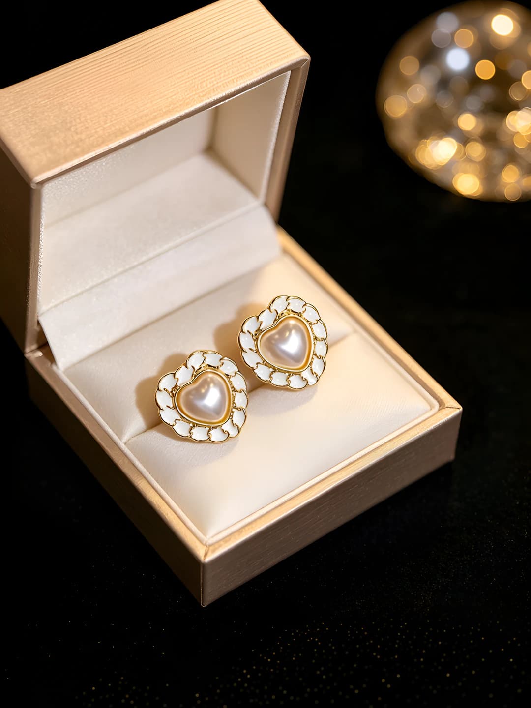 925 silver heart pearl stud