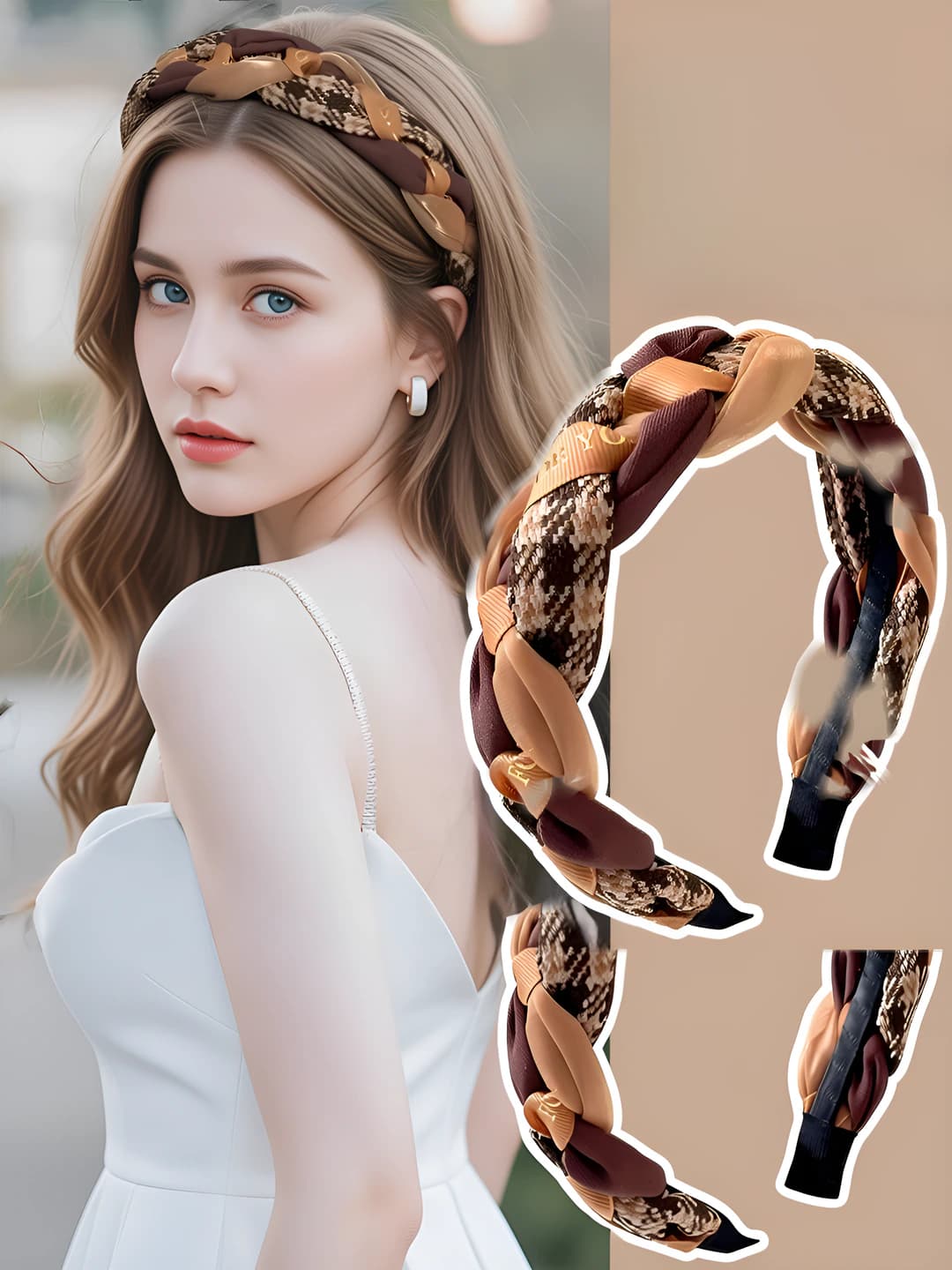 2# Кофейный косичковый ободок