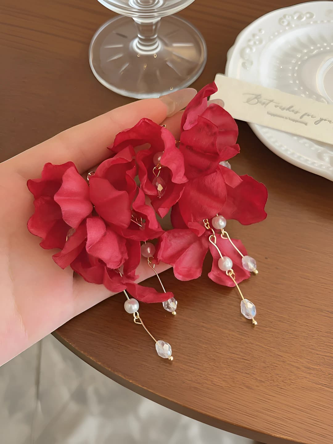 Malina rangli gulli fringil quloqchin, 9.5 cm