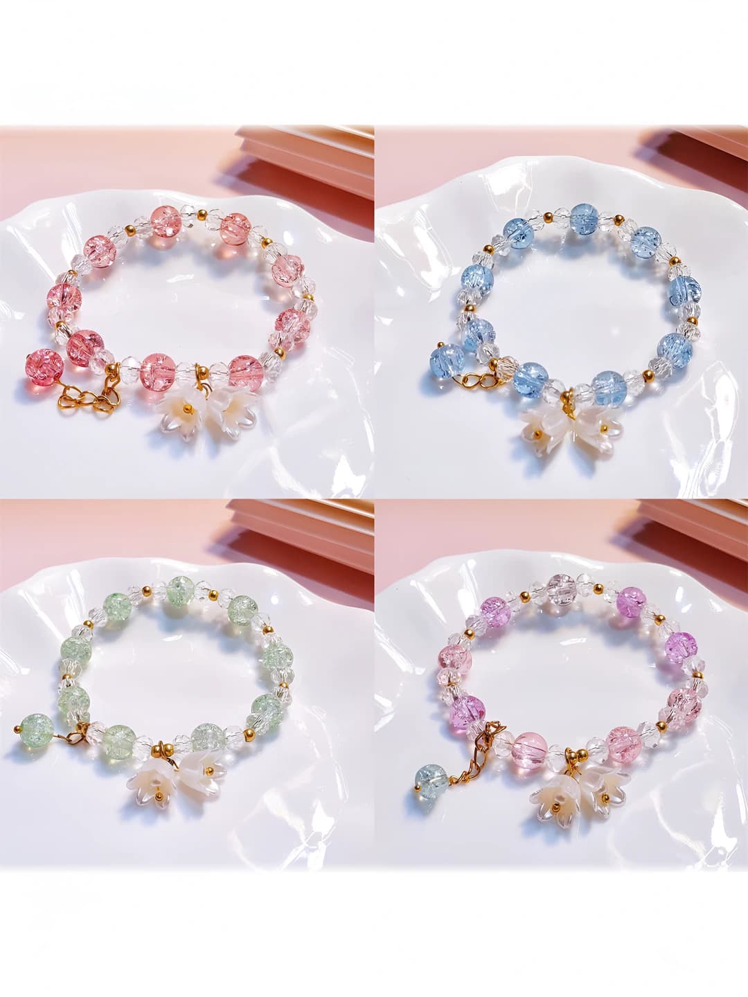Women's floral bracelet, mixed material, fade-resistant, for students and friends