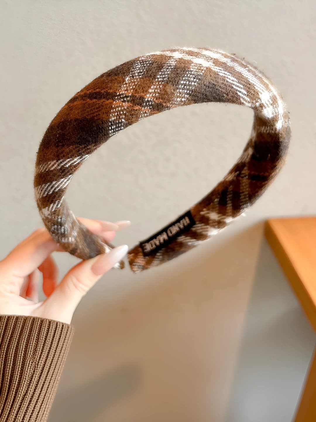 5# Coffee plaid hairband (wide edge)