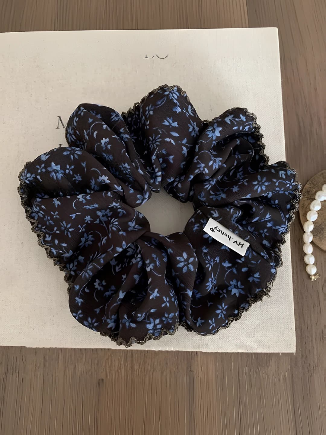 Coffee-blue floral, 14 cm