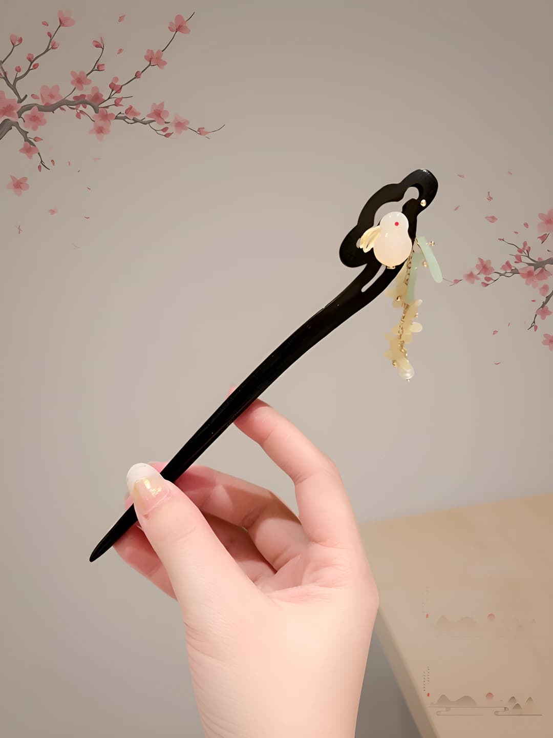 83# Ruyi jade rabbit hairpin