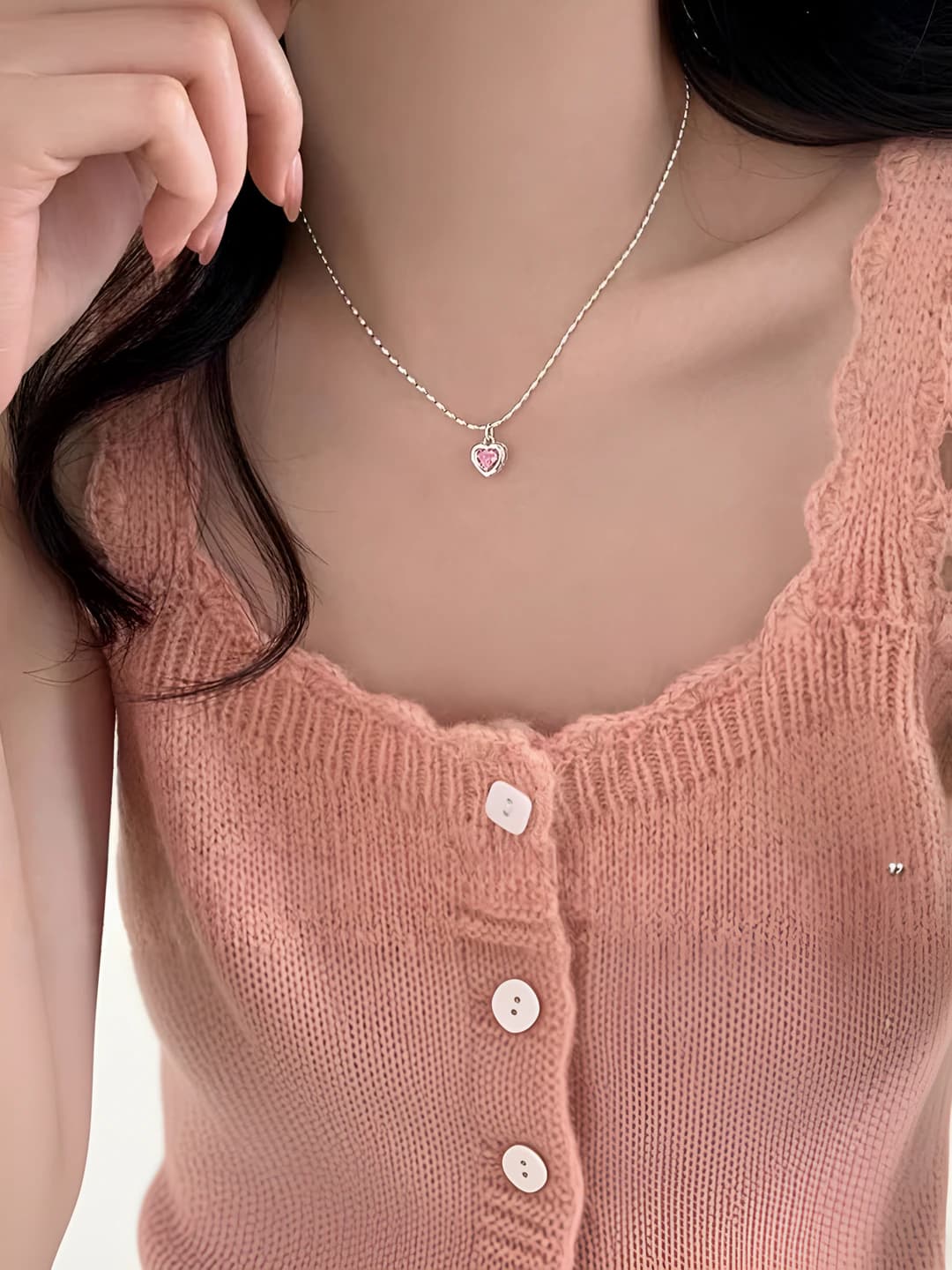 Сердце ожерелье (розовый)