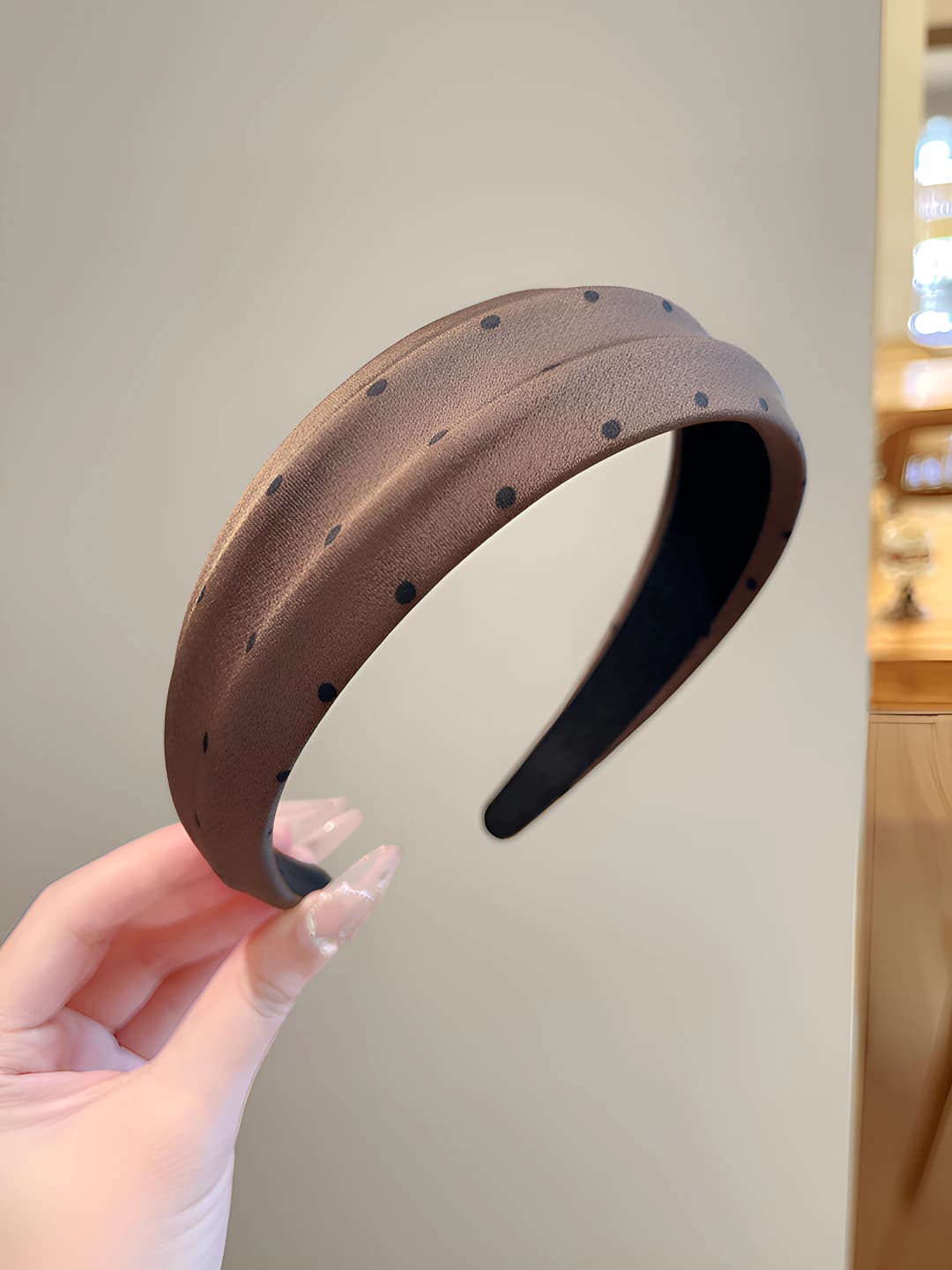 Coffee polka dot - width 4.3 cm