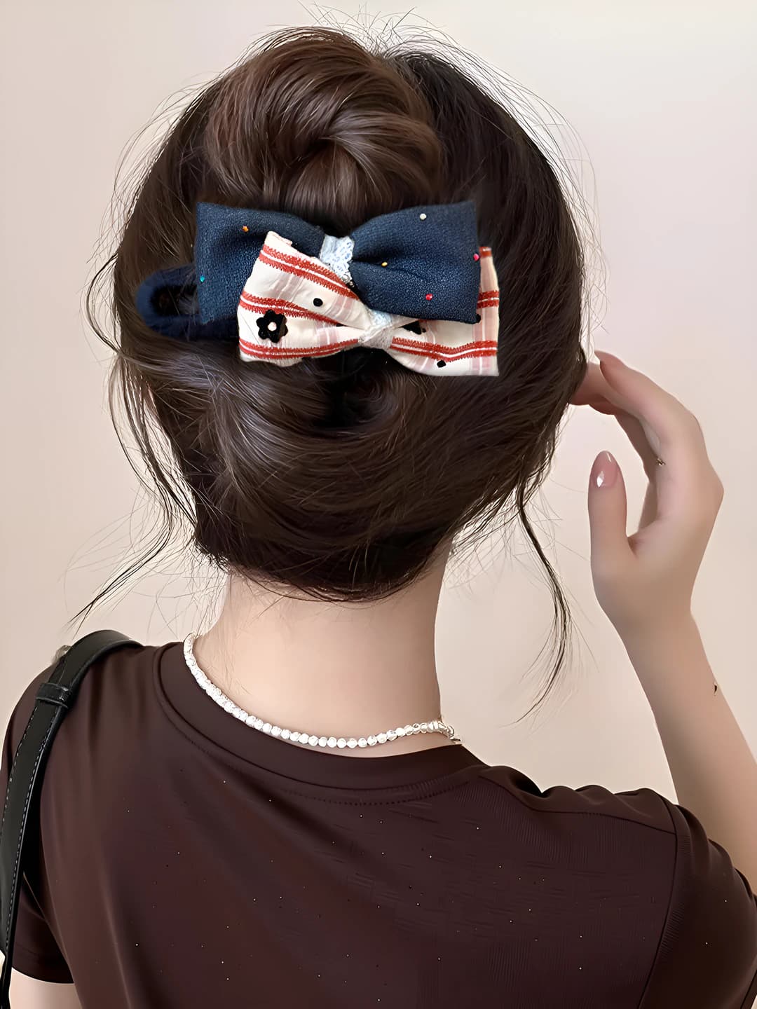 Qizil-ko'k yo'l-yo'l bow ~11 sm