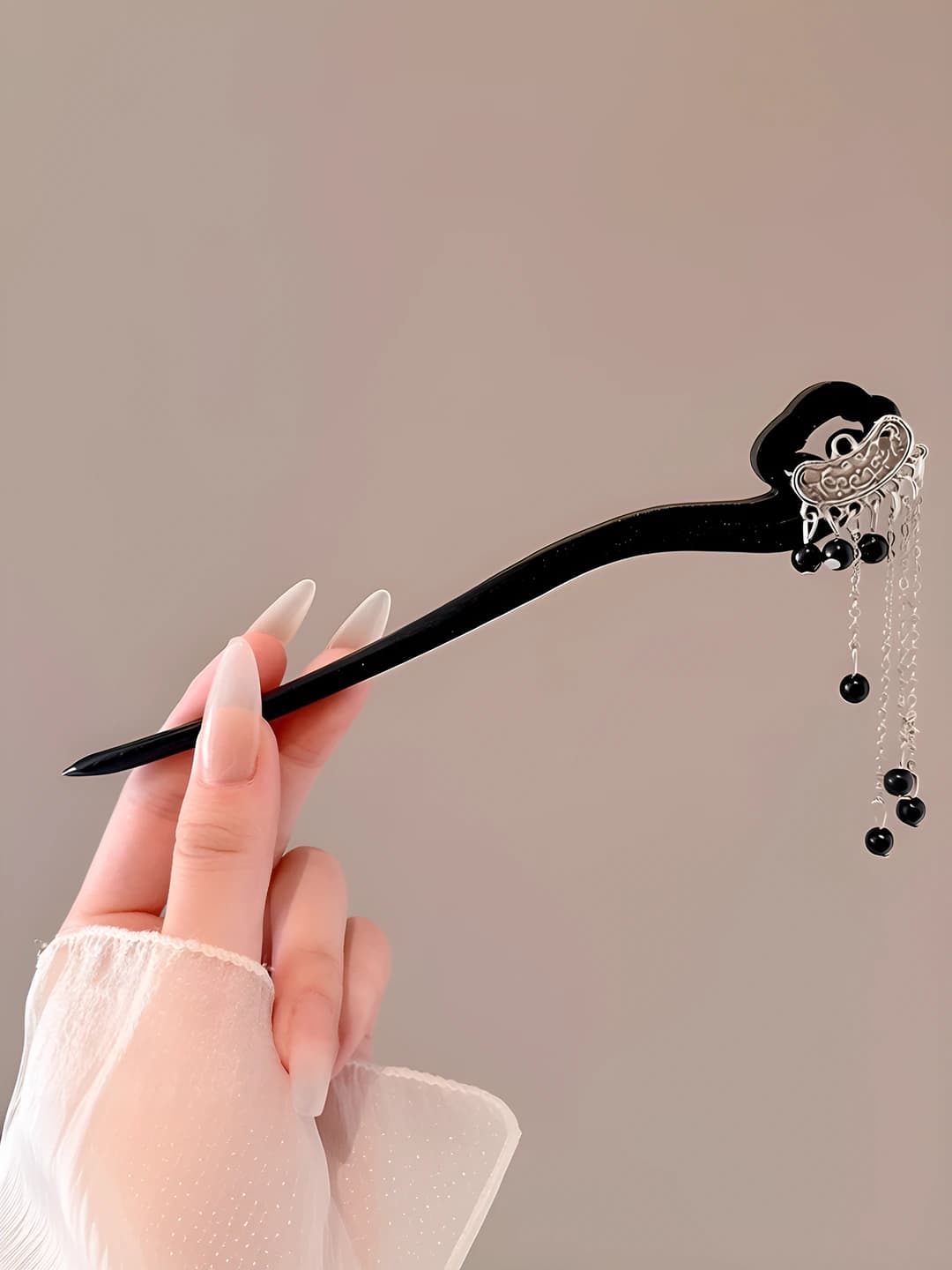 73# Cloud black pearl hairpin