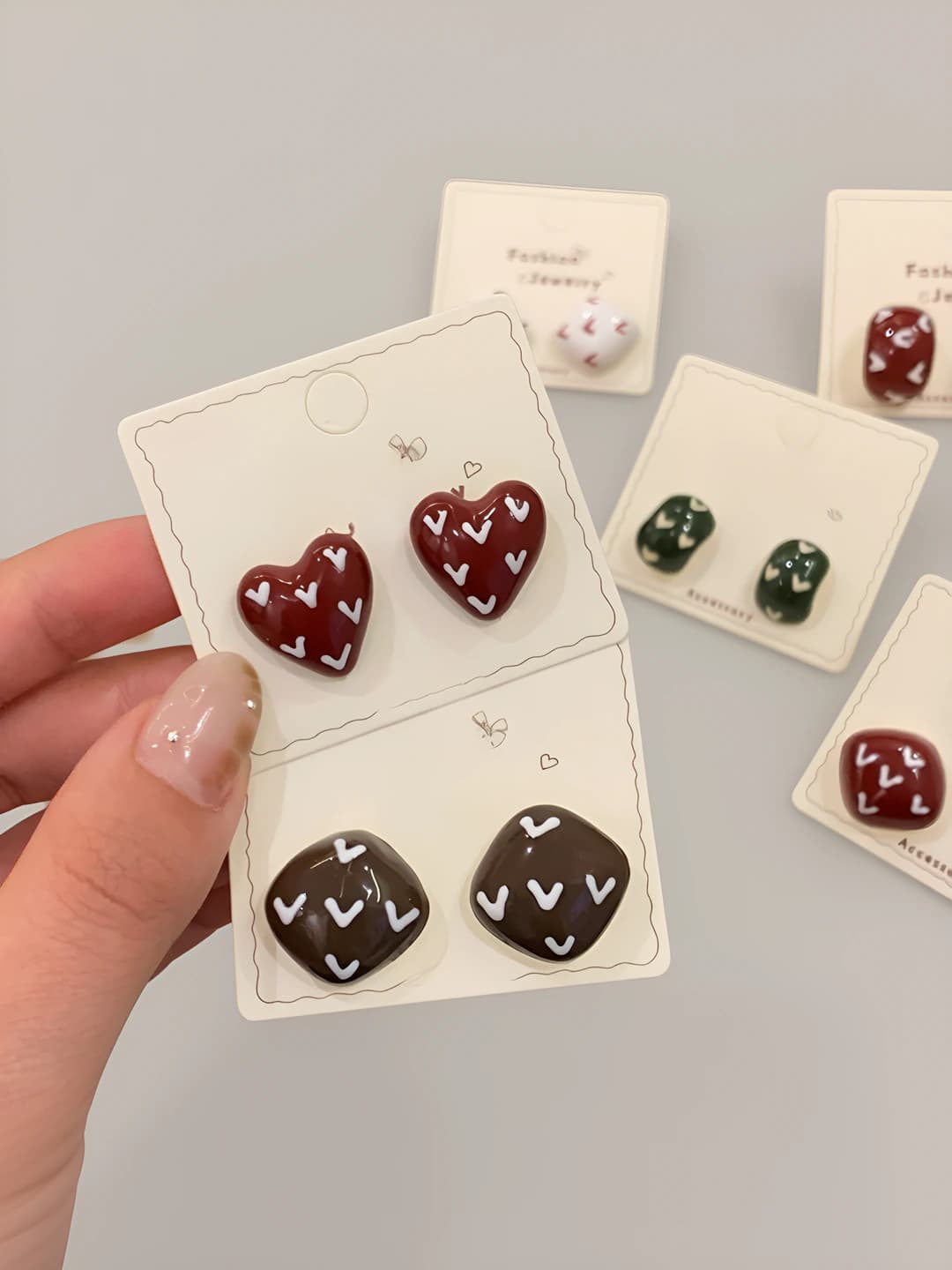 Women's colorful geometric square and circle retro earrings, 925 silver post, autumn-winter