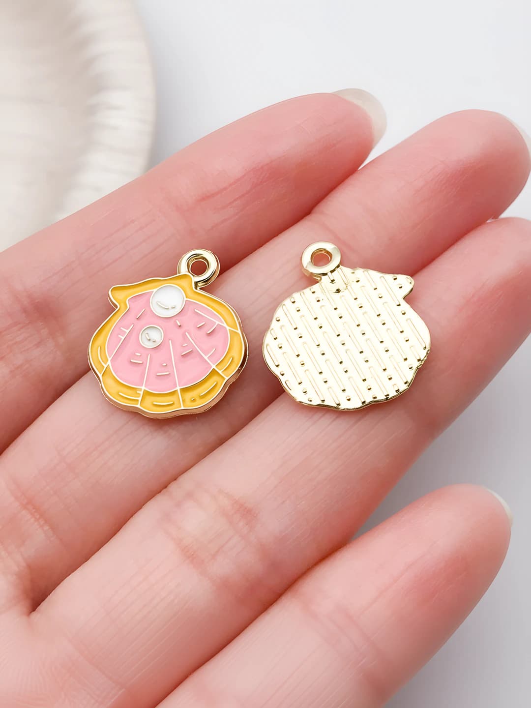 1 шт. розовый морской жемчуг брелок 18x16mm, 1g