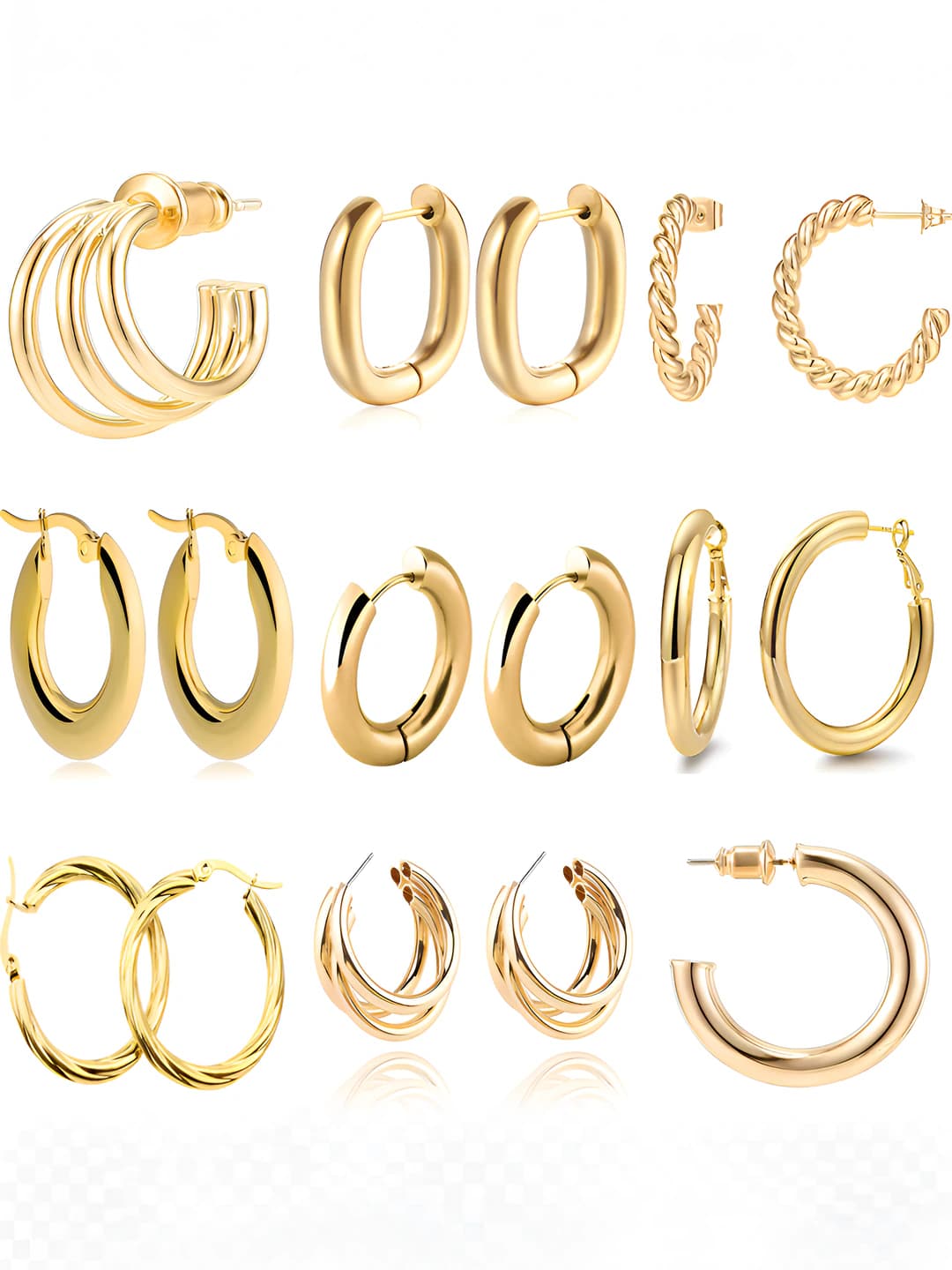 Women's gold geometric circle line titanium steel earrings