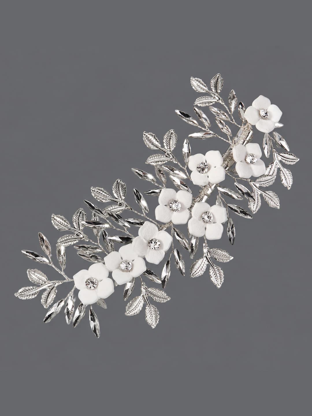 Silver flowers and leaves clip