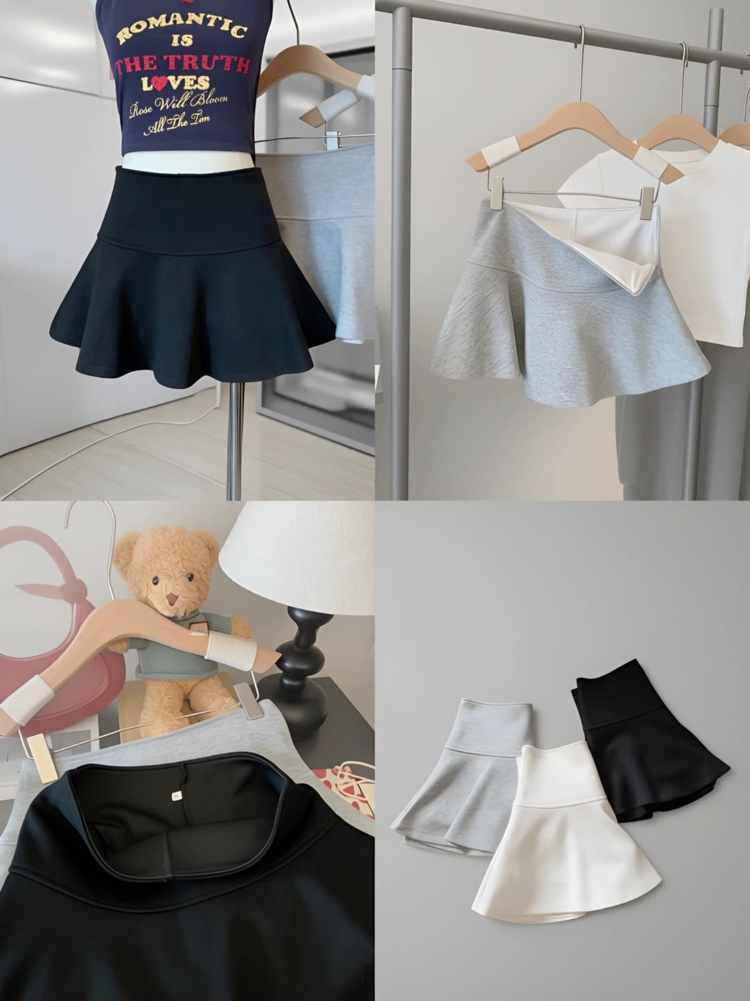 Women's high waist pleated mini skirt, solid colour, slimming, for petite, summer, casual style