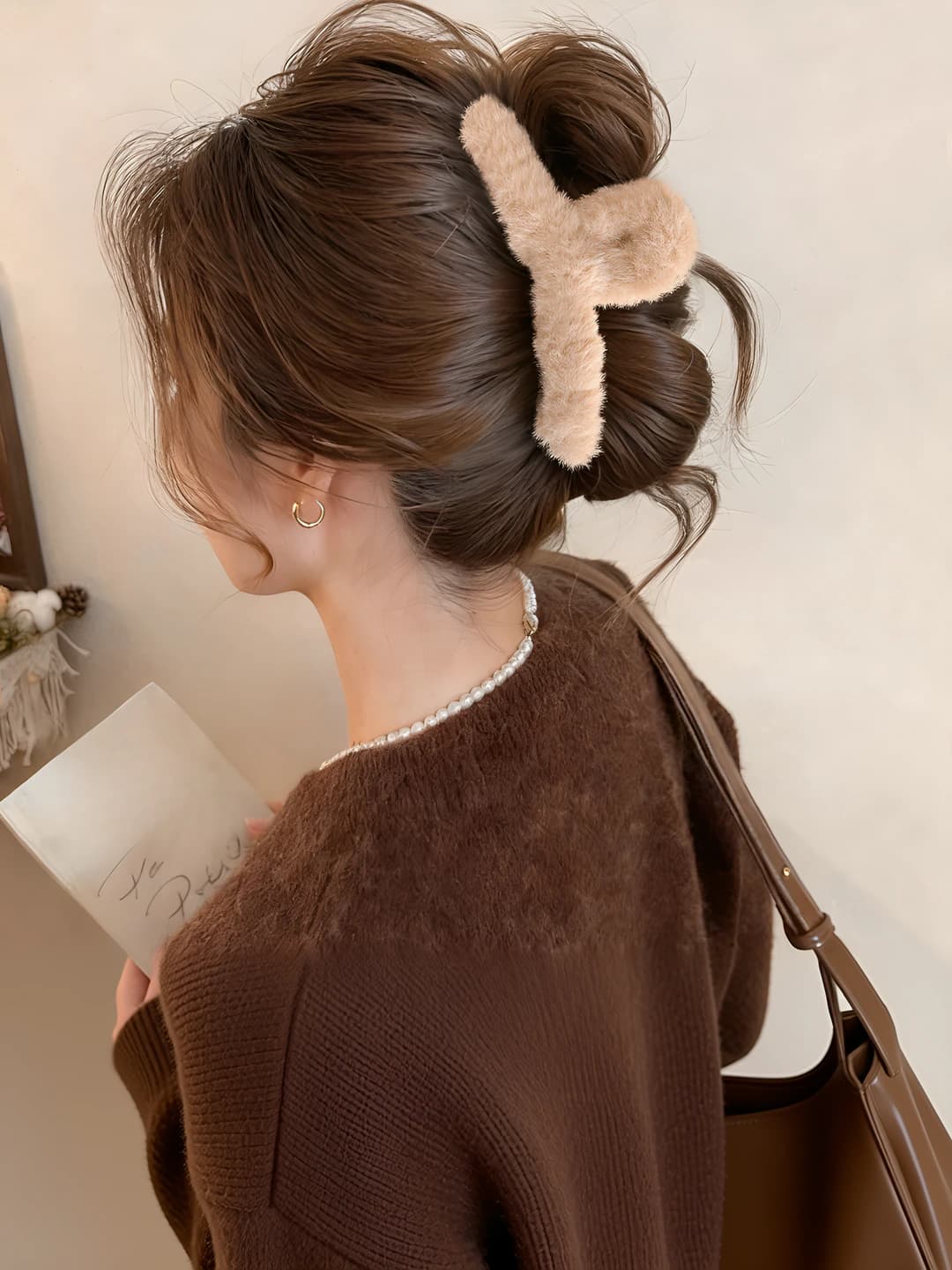 Khaki fur clip - 11CM