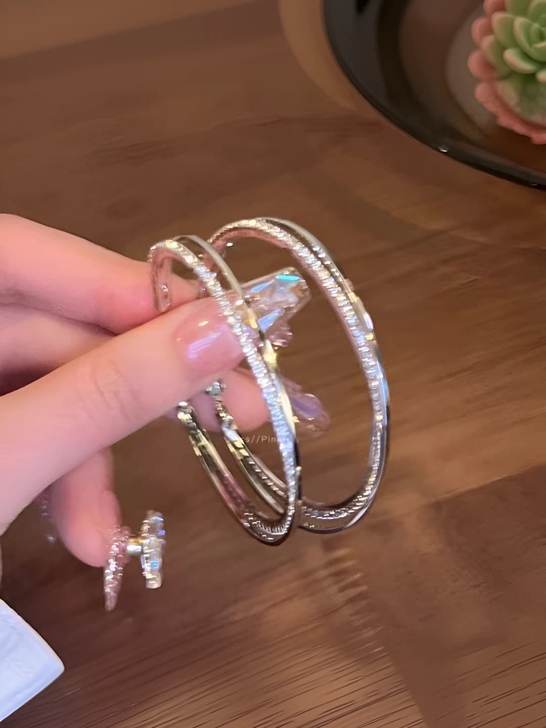 Серебряные двойные серьги