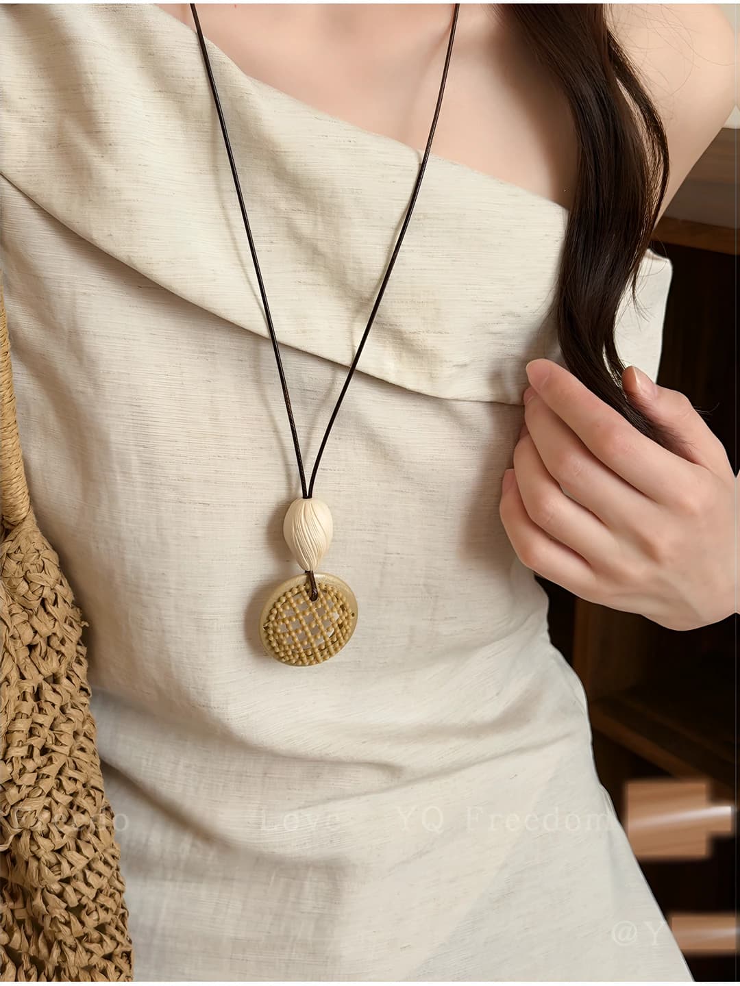 Coffee braided pendant