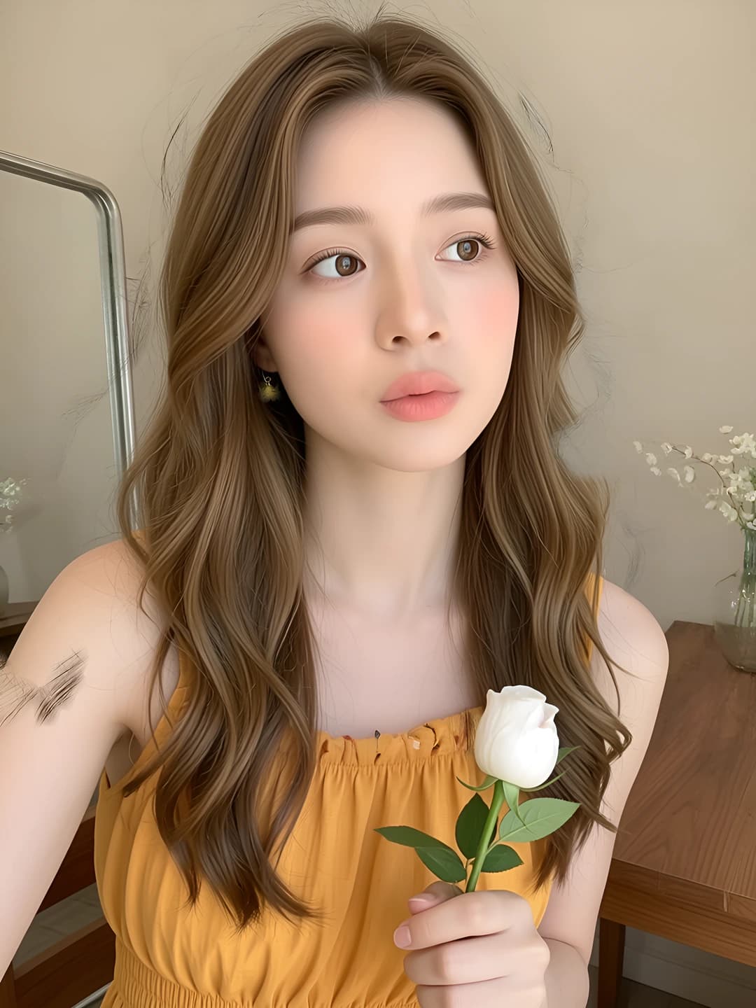 Yellow osmanthus floral earrings