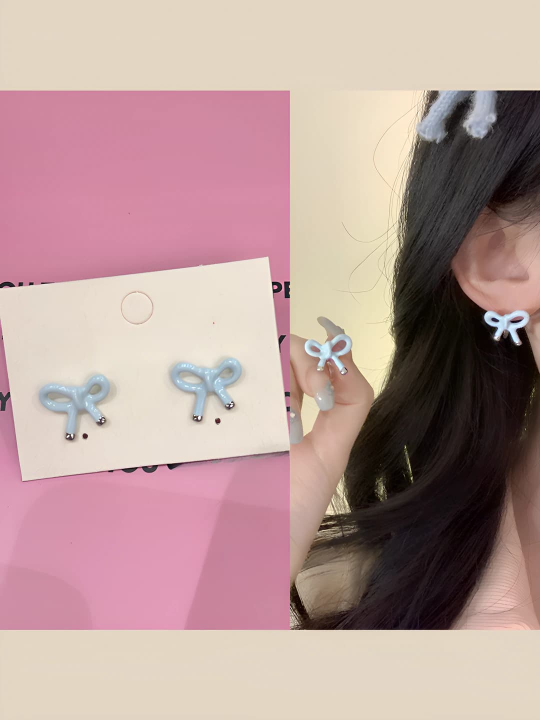 Light blue bow studs