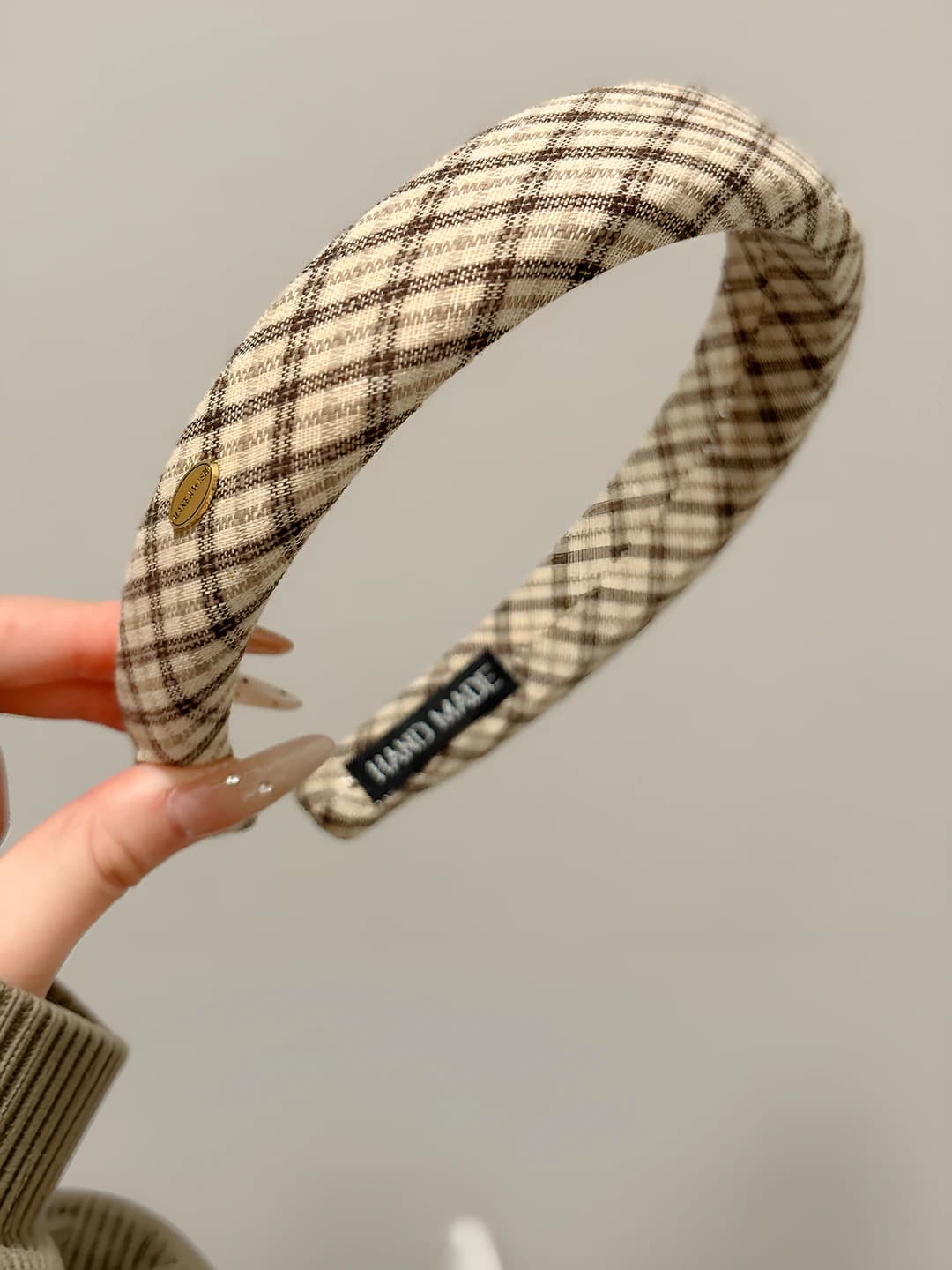 3# Beige plaid - width ~3 cm
