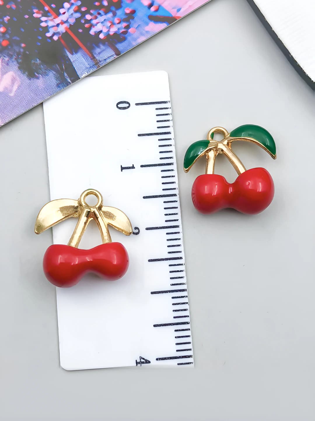 1 pc kc gold red 3D connected cherry 15x15x7mm-2.1g