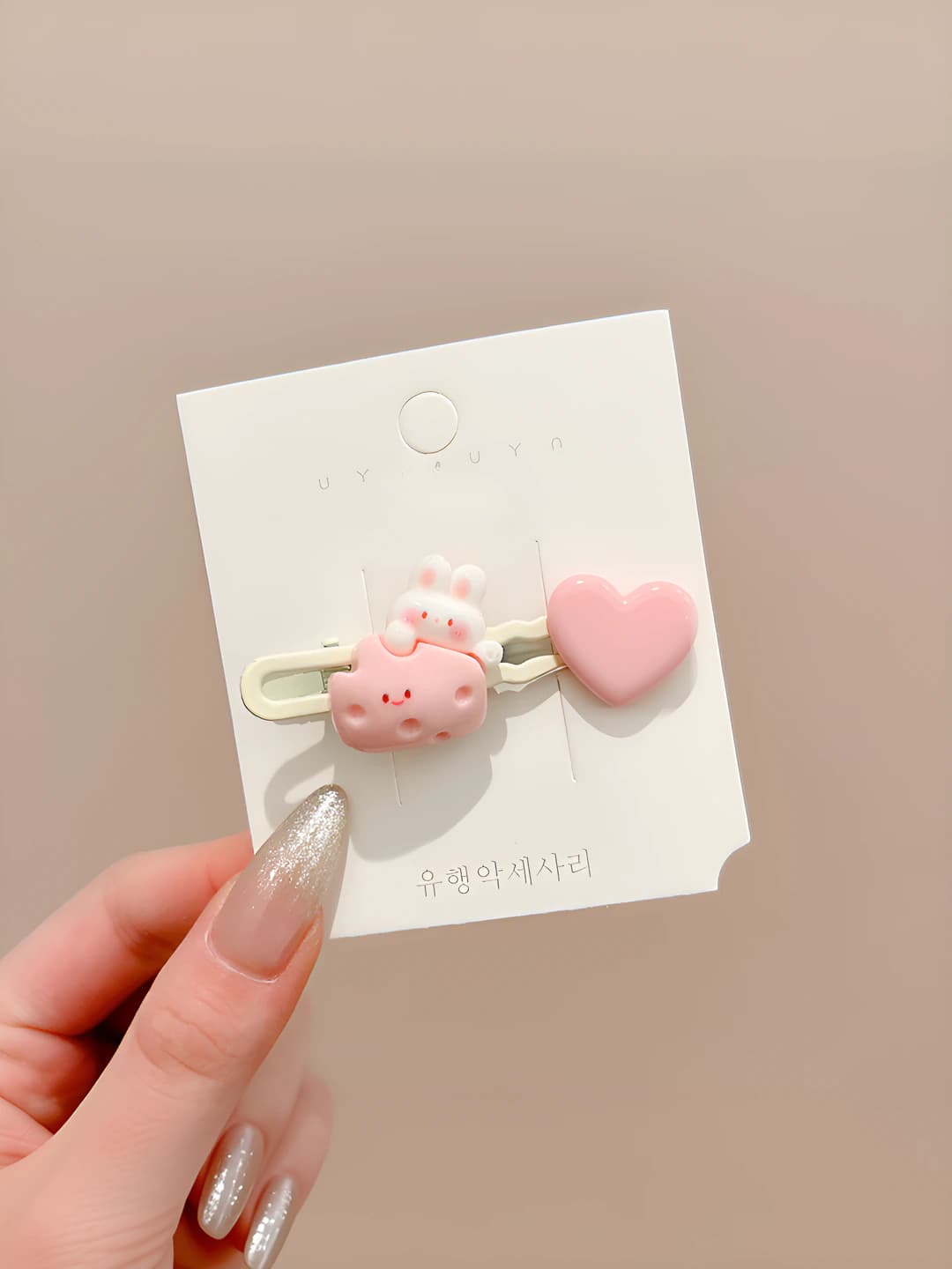 10# Rabbit heart hair clip - 6 cm